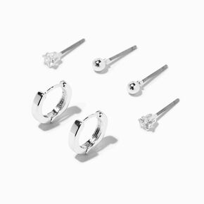 Silver-tone Earring Stackables Set - 3 Pack,