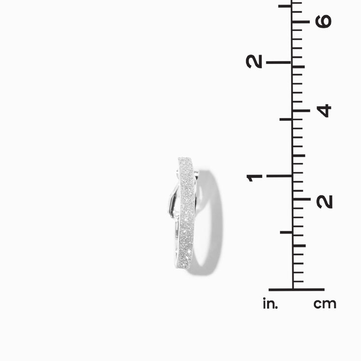 Silver-tone Thin Glitter 20mm Clip-On Hoop Earrings,