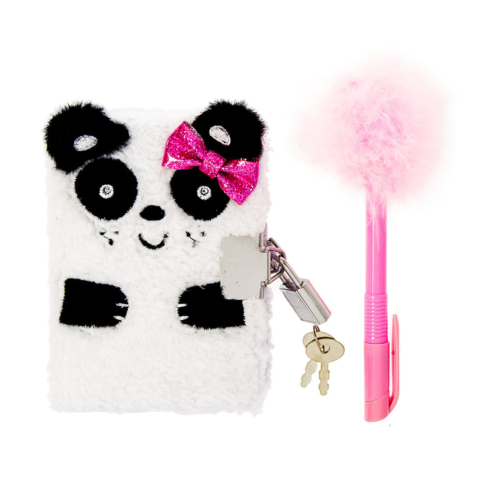 Kids Fluffy Panda Lock Diary With Pen Claire S