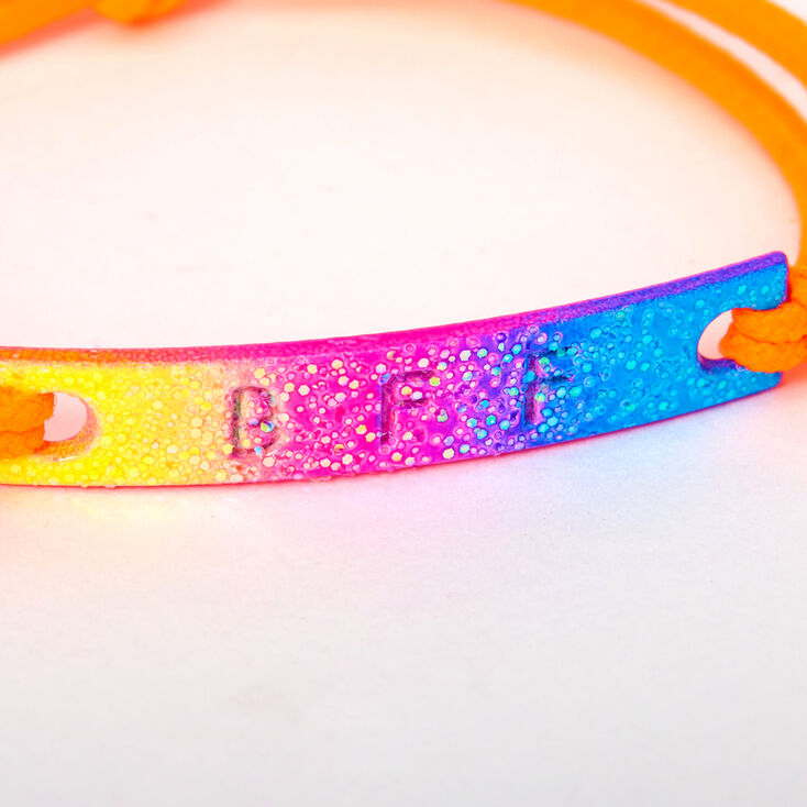 Glitter Rainbow Plate Stretch Friendship Bracelets - 2 Pack,