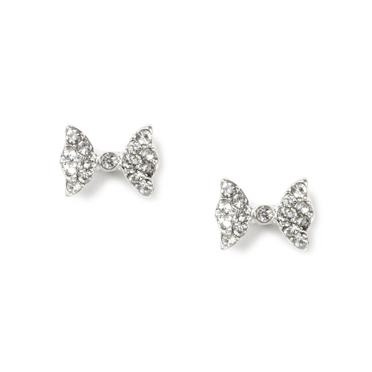 Claire's Clous d'oreille à nœud en argent avec pierres d'imitation