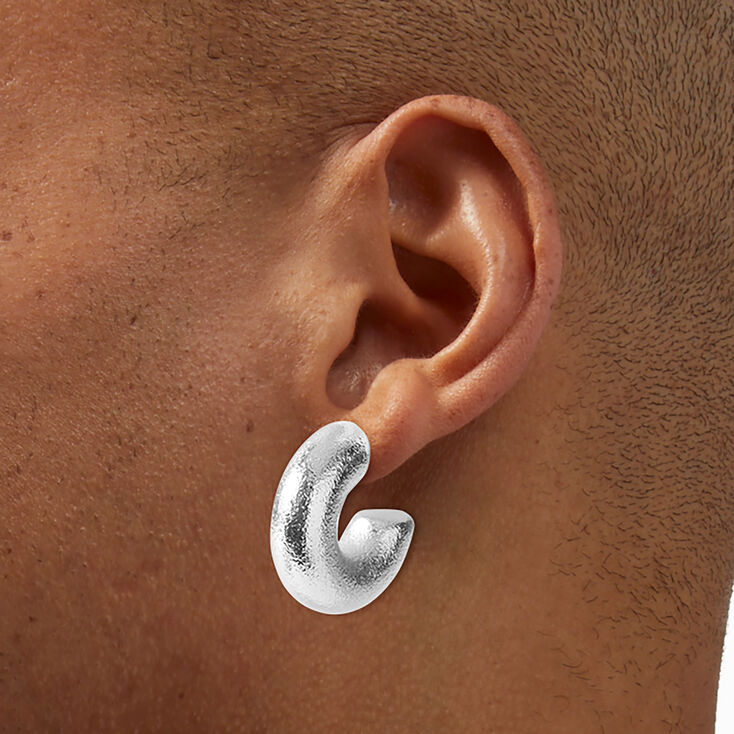 Silver-tone Thick Foil Hoop Earrings,