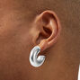 Silver-tone Thick Foil Hoop Earrings,