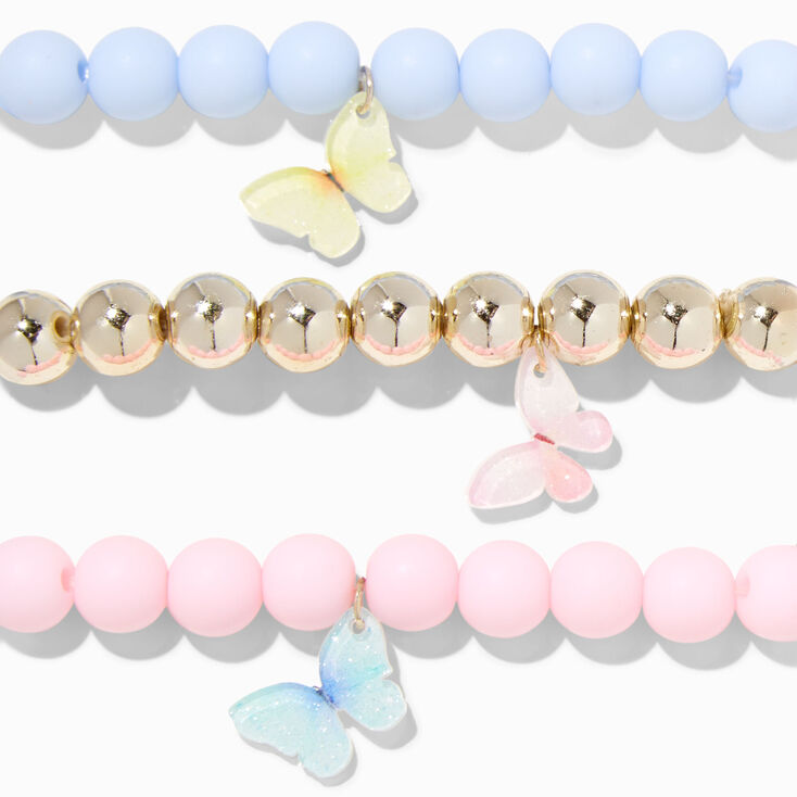 Claire&#39;s Club Butterfly Beaded Stretch Bracelets - 3 Pack,