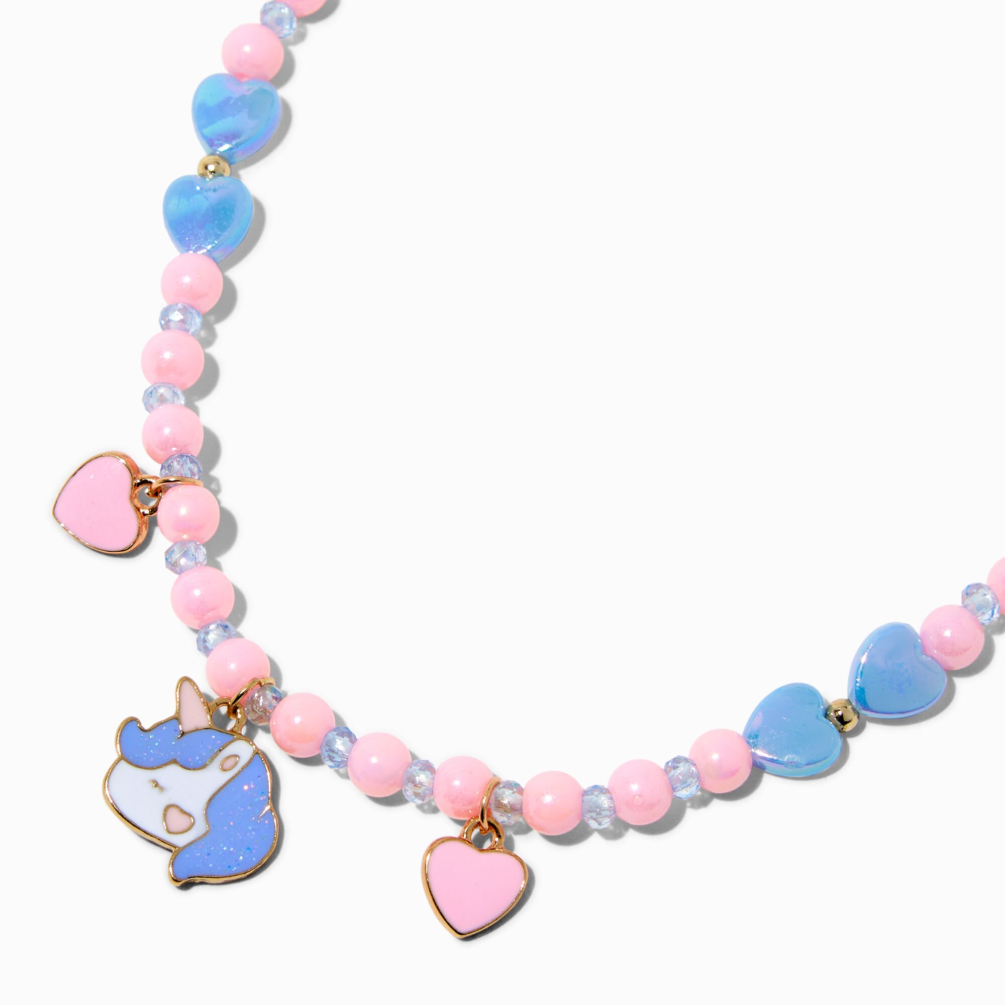 Collier élastique perlé à breloques licornes roses Claire's Club,