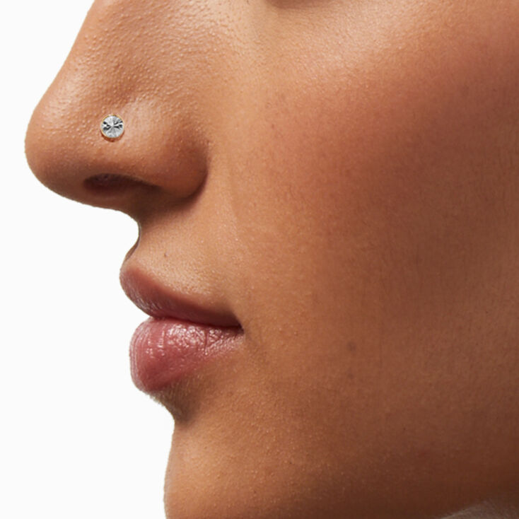 22G Gold-tone Sterling Silver Assorted Crystal Nose Studs - 12 Pack,