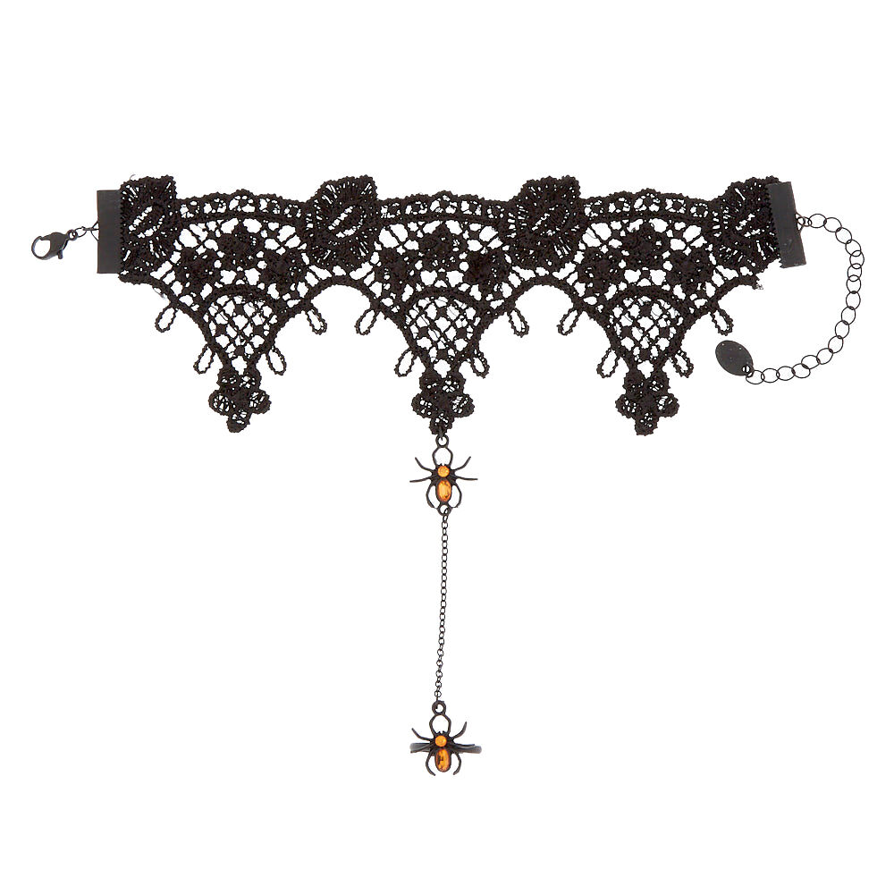 Lace Spider Ring Bracelet - Black,