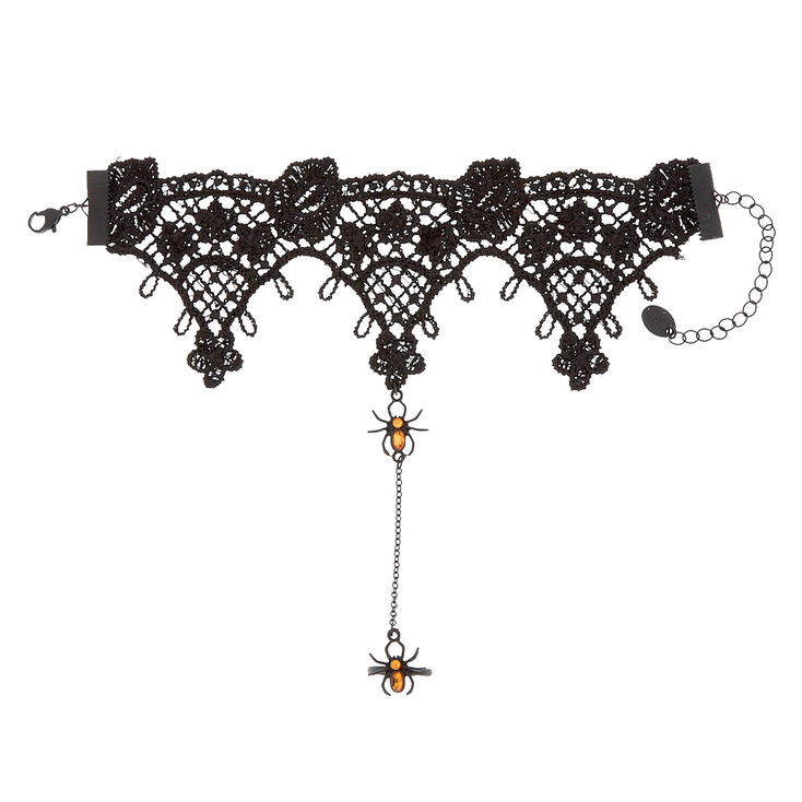 Lace Spider Ring Bracelet - Black,