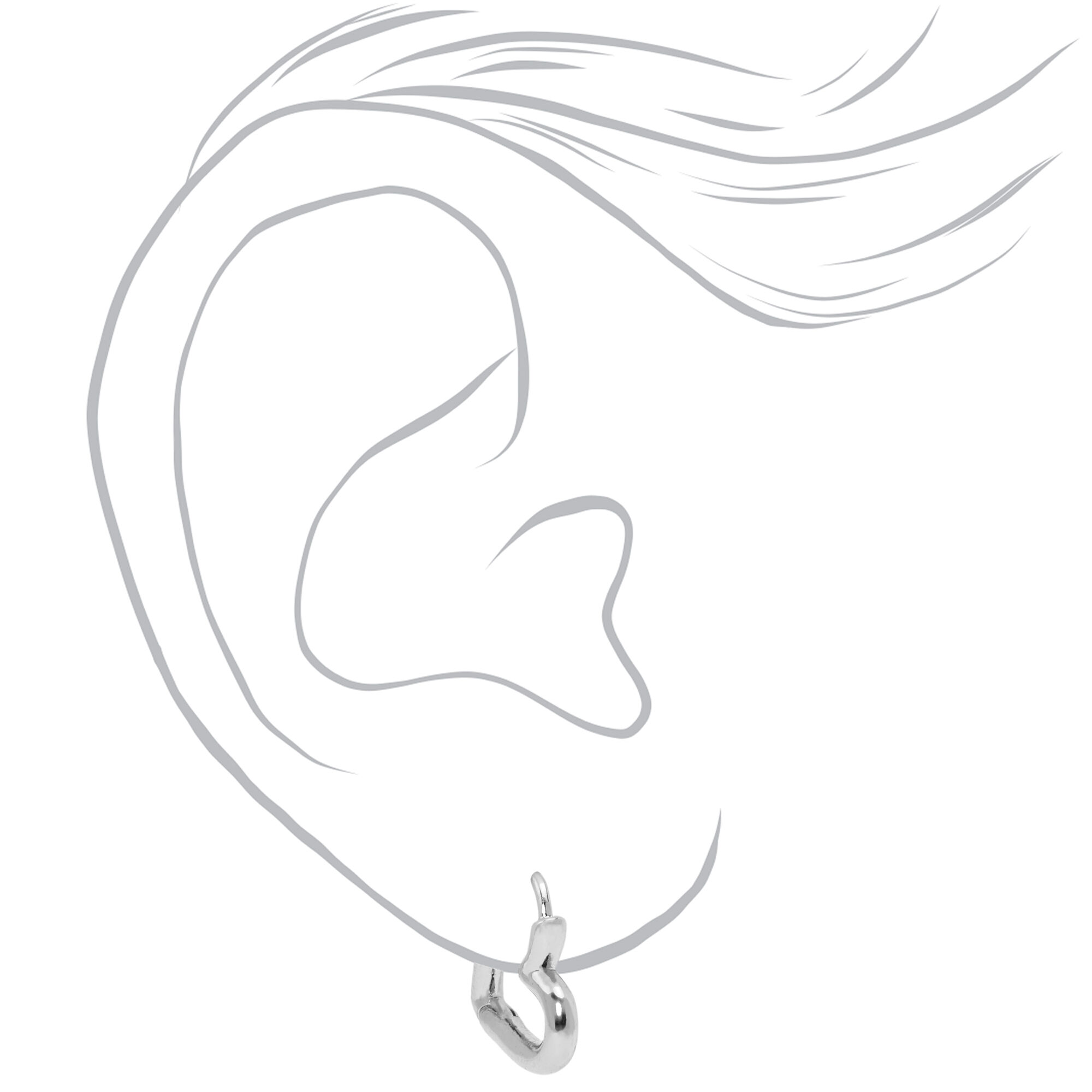 Silver 15MM Tube Heart Huggie Hoop Earrings,