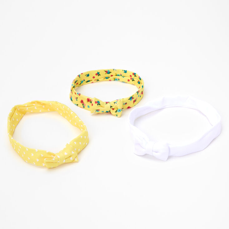 Claire's Club Spring Floral Bow Headwraps - Yellow, 3 Pack | Claire's US