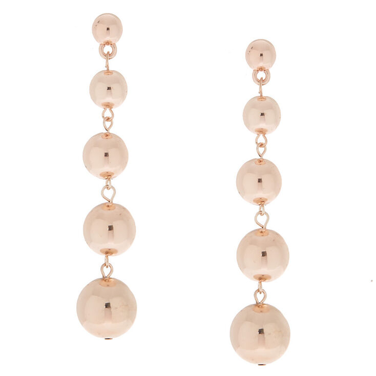 Rose Gold 3&quot; Ball Drop Earrings | Claire&#39;s US