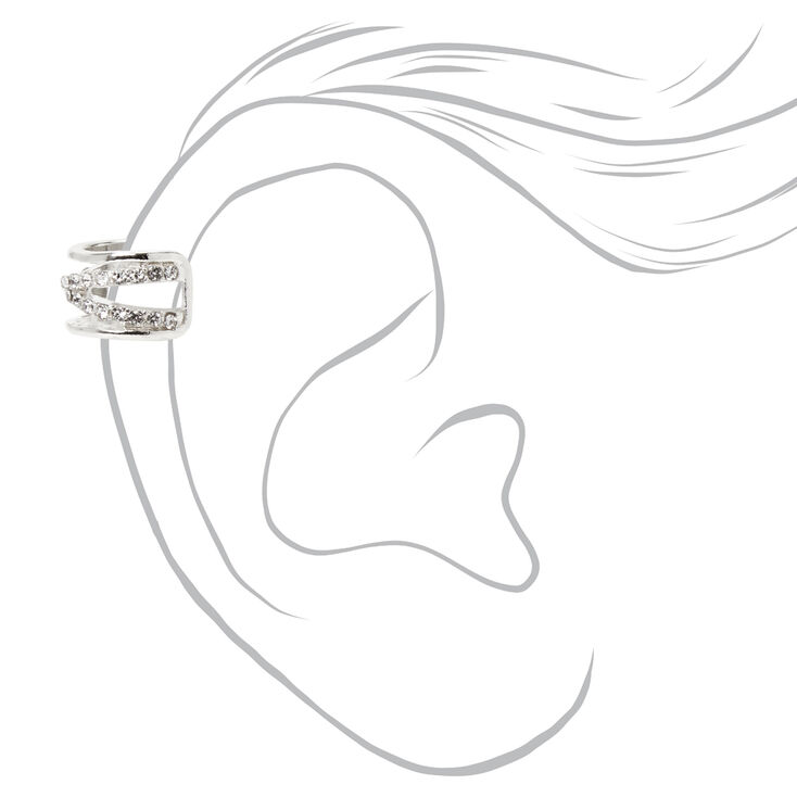 Silver-tone Embellished Double Row Ear Cuff,