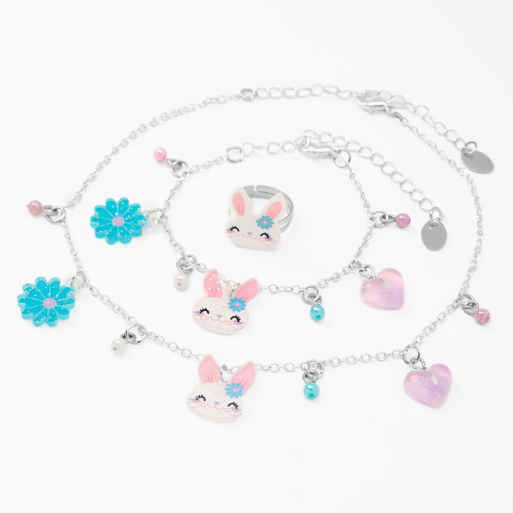 Claire's Club Bunny Charm Jewelry Set - 3 Pack,