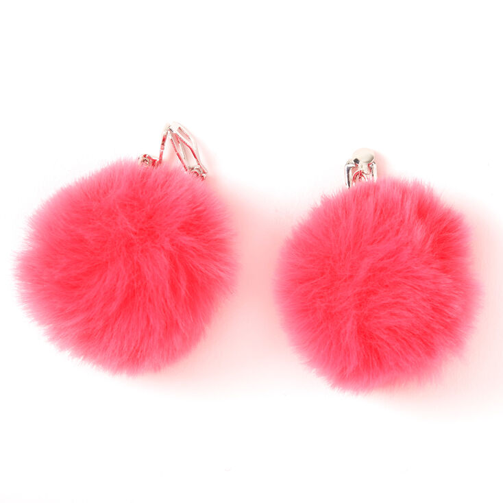Claire's Pendantes à clip avec pompon 4 cm couleur argentée - Rose