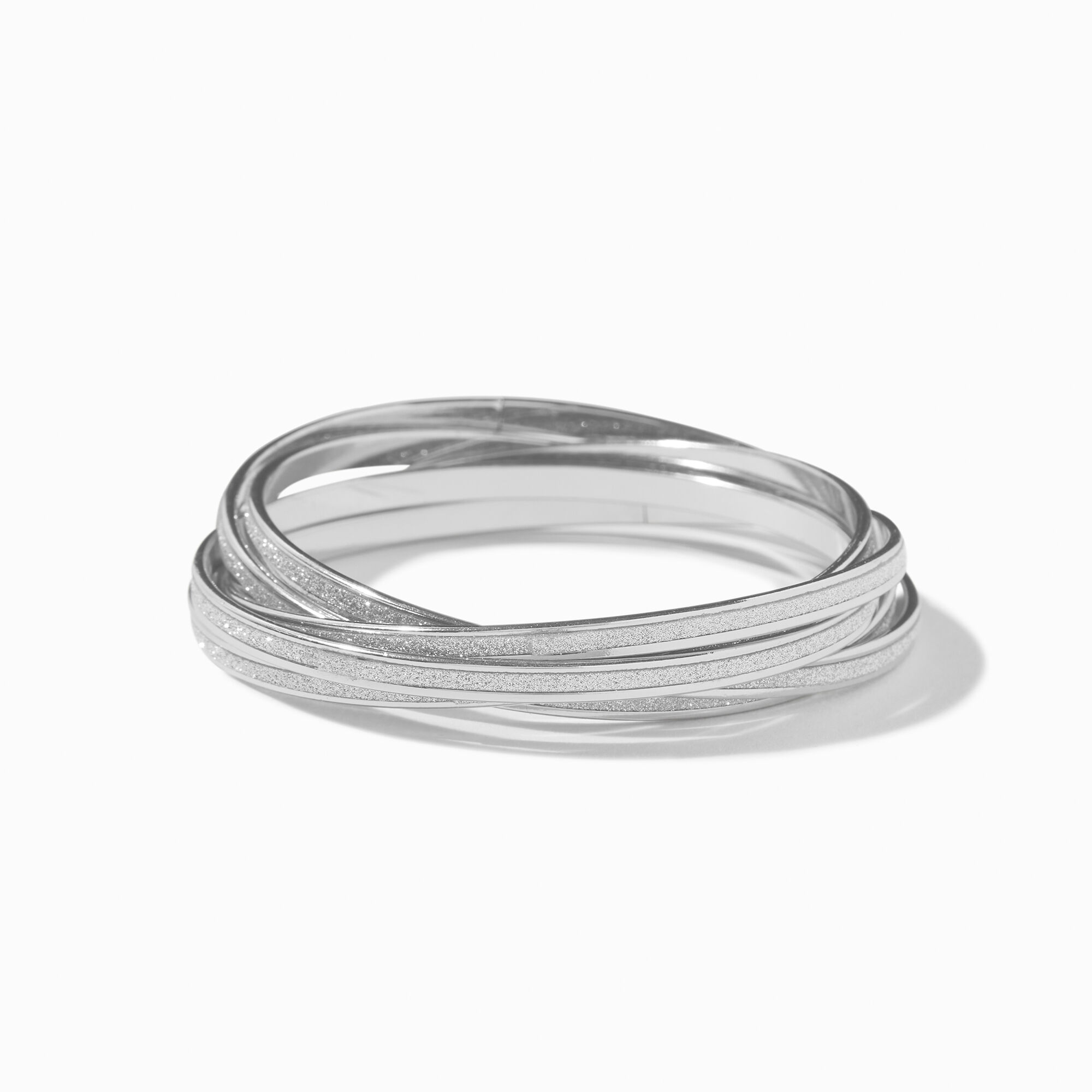Silver tone 5 in 1 Glitter Bangle Bracelet Claire s US
