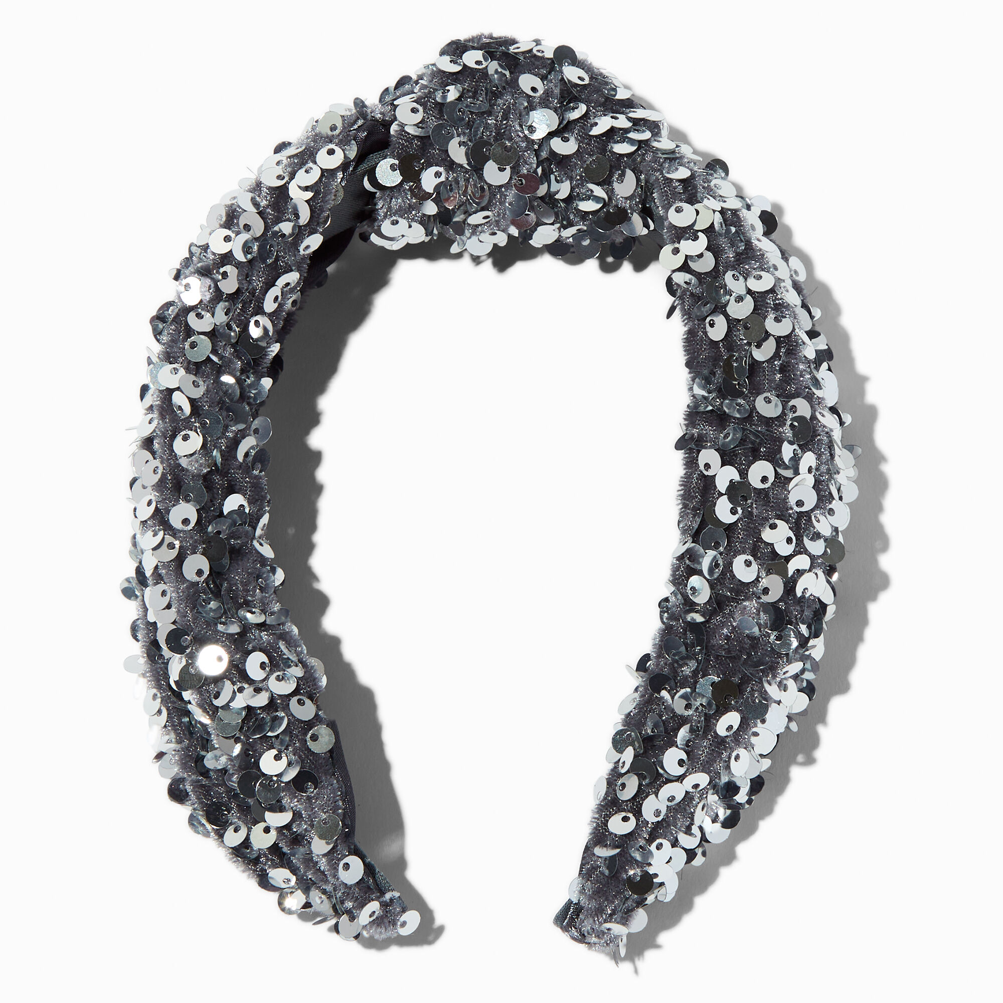 View Claires Sequin Knotted Headband Silver information