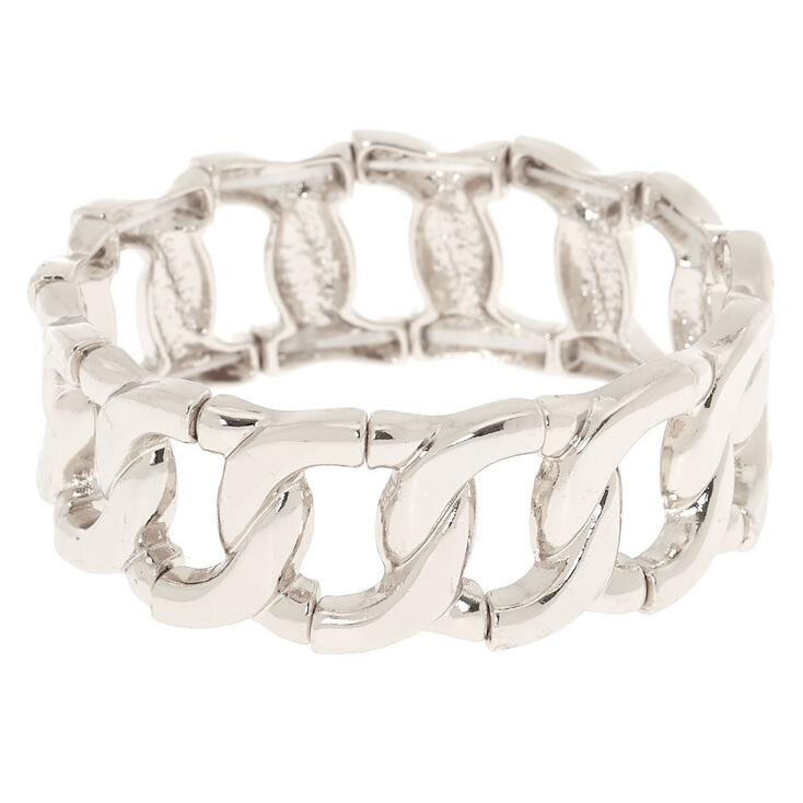 Silver Chain Link Stretch Bracelet,