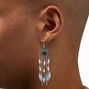Silver-tone 3&quot; Flower &amp; Leaf Beaded Dreamcatcher Drop Earrings,