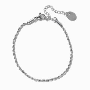 Silver-tone Stainless Steel Twisted Chain Bracelet,