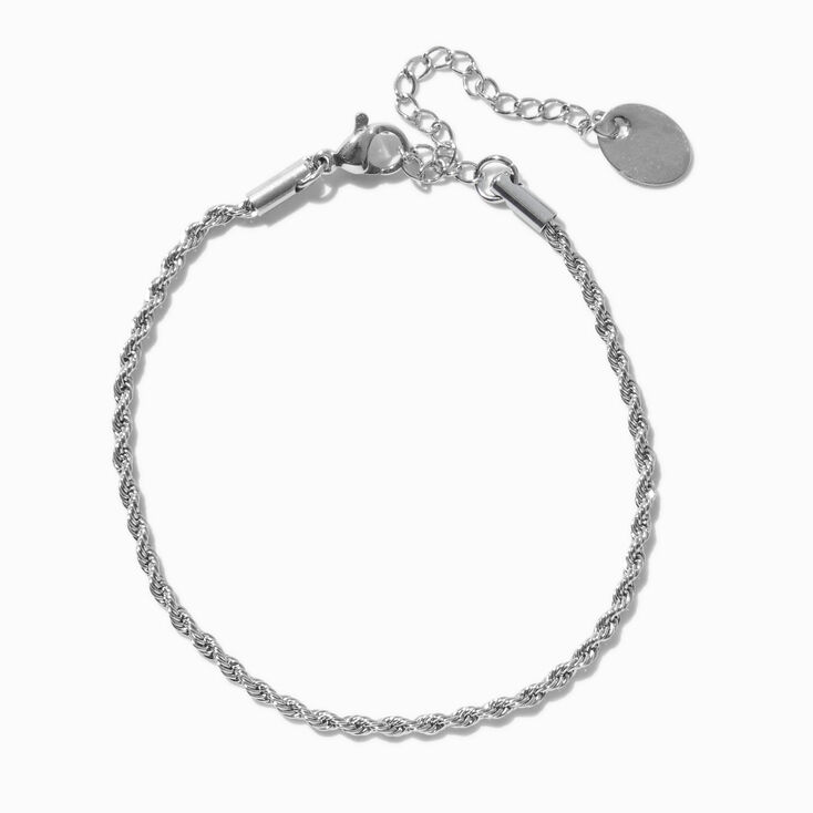 Silver-tone Stainless Steel Twisted Chain Bracelet,