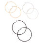 Mixed Metal Graduated Textured Hoop Earrings - 3 Pack,