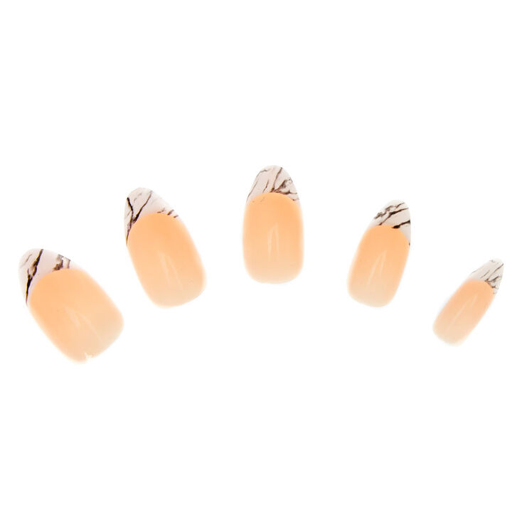 Marble French Tip Stiletto Faux Nail Set - 24 Pack,