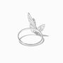Silver-tone Half Crystal Butterfly Ring,