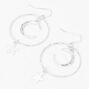 Silver 2.5&quot; Crescent Moon Star Hoop Earrings,