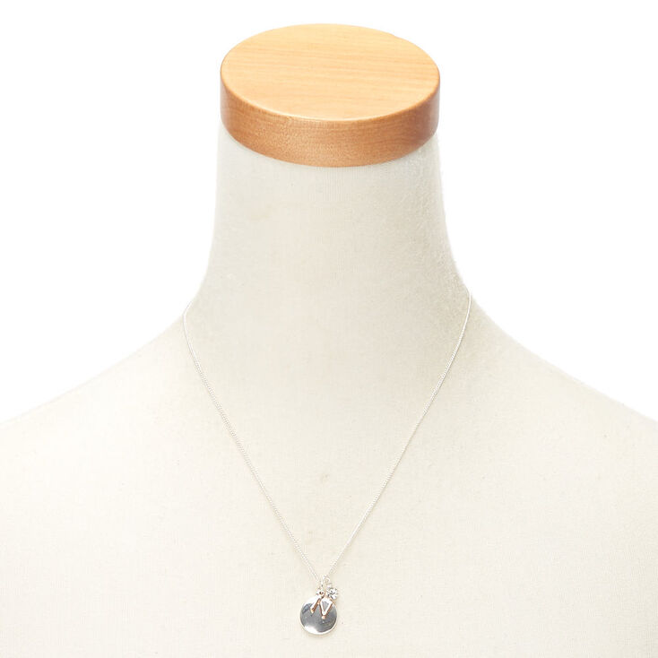 Mixed Metal Initial Charm Pendant Necklace - N,