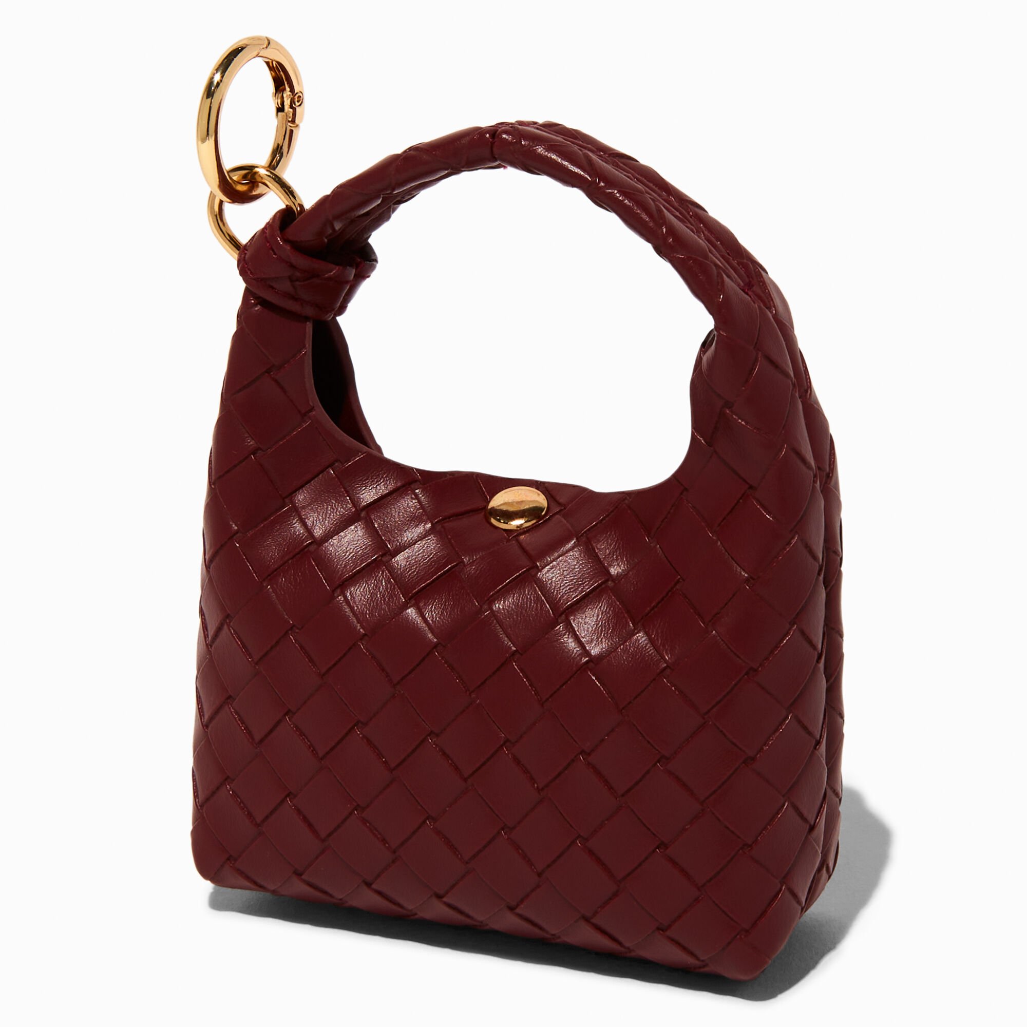 Maroon Woven Mini Purse Keyring,