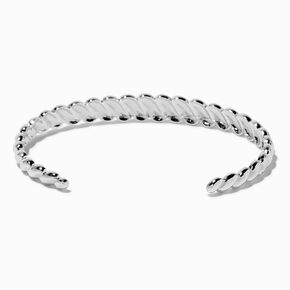 Silver-tone Braided Woven Cuff Bracelet,