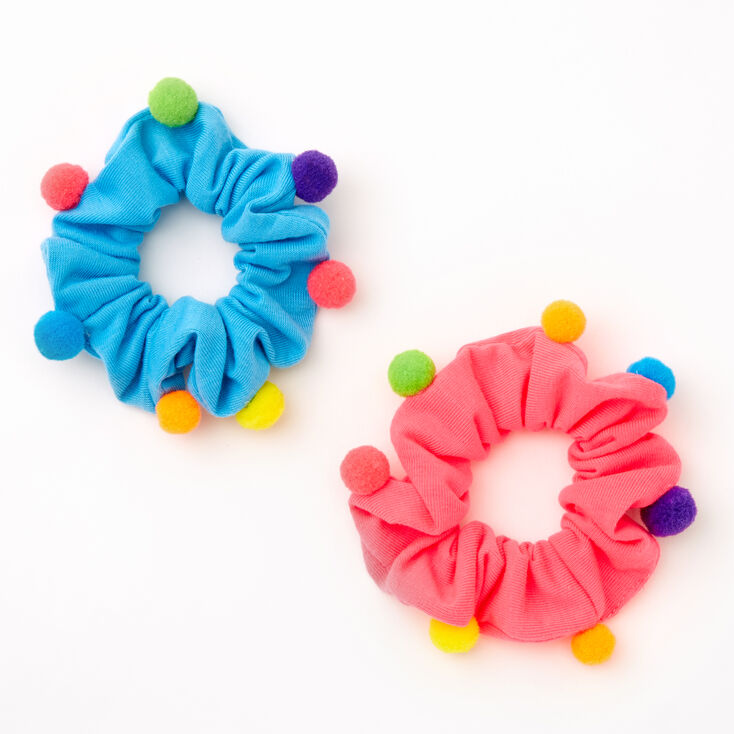 Claire's Chouchous à pompons multicolores de taille moyenne - Lot de 2