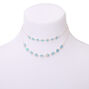 Silver Shimmer Stone Multi Strand Necklace - Aqua,