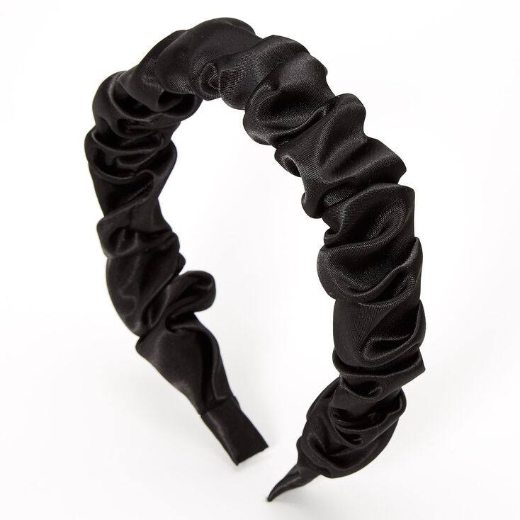 Silky Ruffled Headband - Black | Claire's