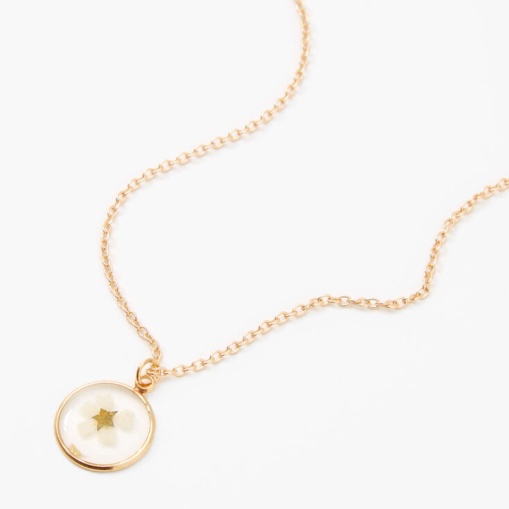 Gold Pressed Flower Pendant Necklace - Yellow,