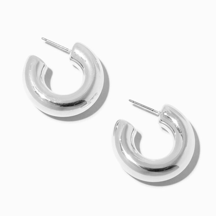 Stainless Steel Silver Hoops Earrings