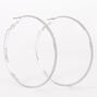 Silver-tone Glitter Thin 60mm Hoop Earrings,