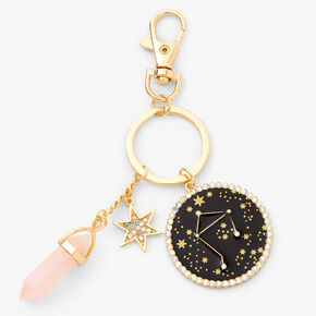 Gold Healing Crystal Zodiac Keychain - Libra,