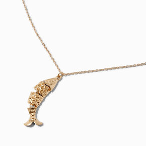Gold-tone Articulated Fish Pendant Necklace,
