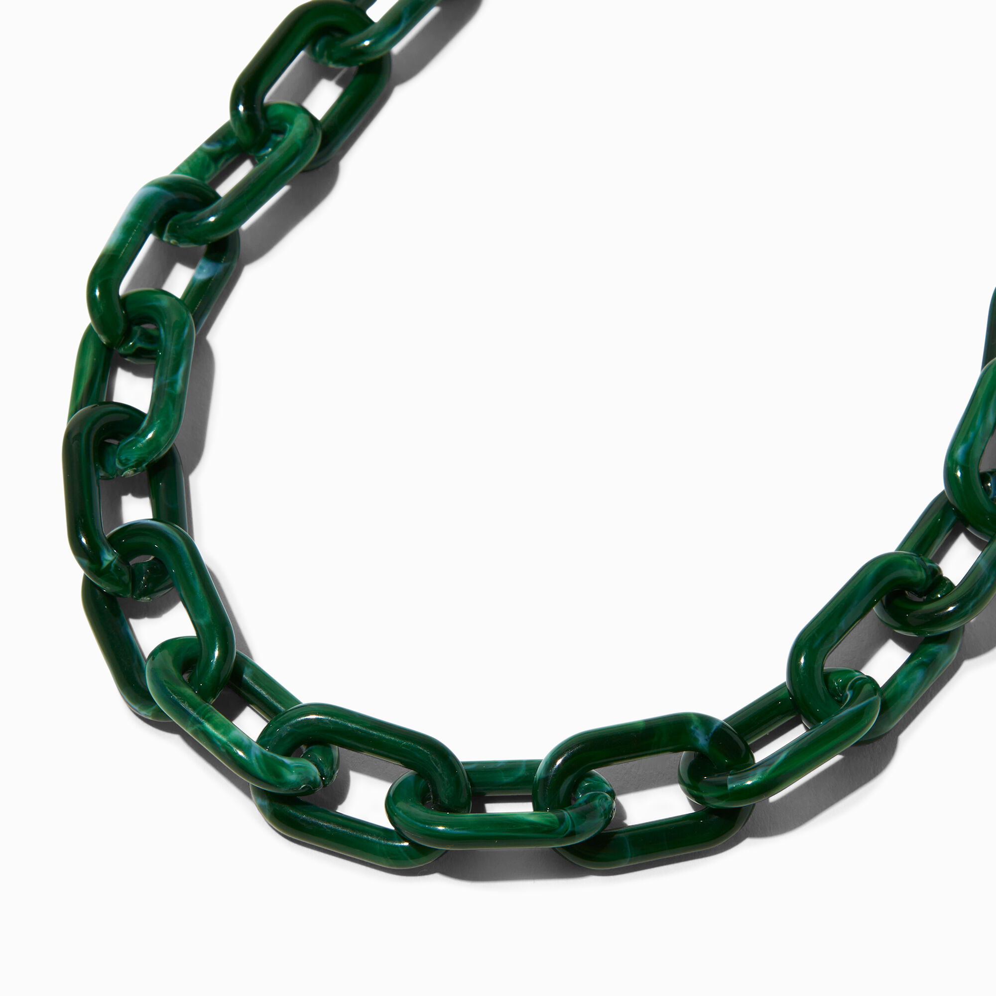 View Claires Faux Malachite Chunky Chain Link Choker Necklace Green information