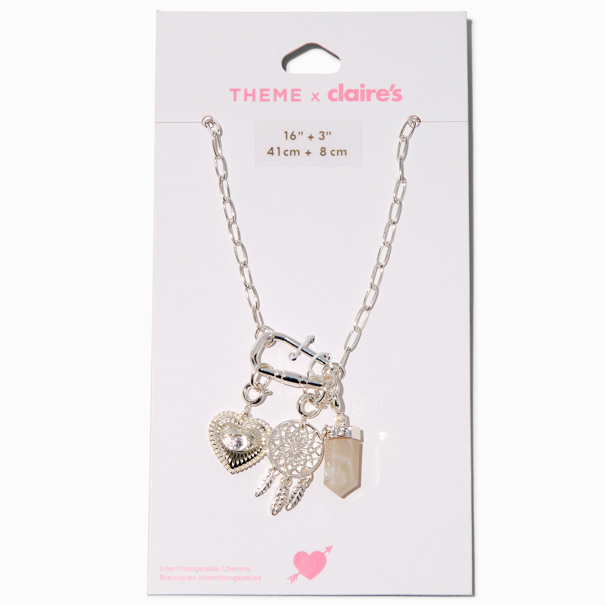 T H E M E x Claire's Evil Eye Silver-tone Rope Chain Charm Necklace,