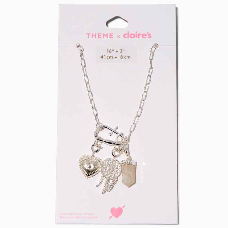 T H E M E x Claire&#39;s Evil Eye Silver-tone Rope Chain Charm Necklace,