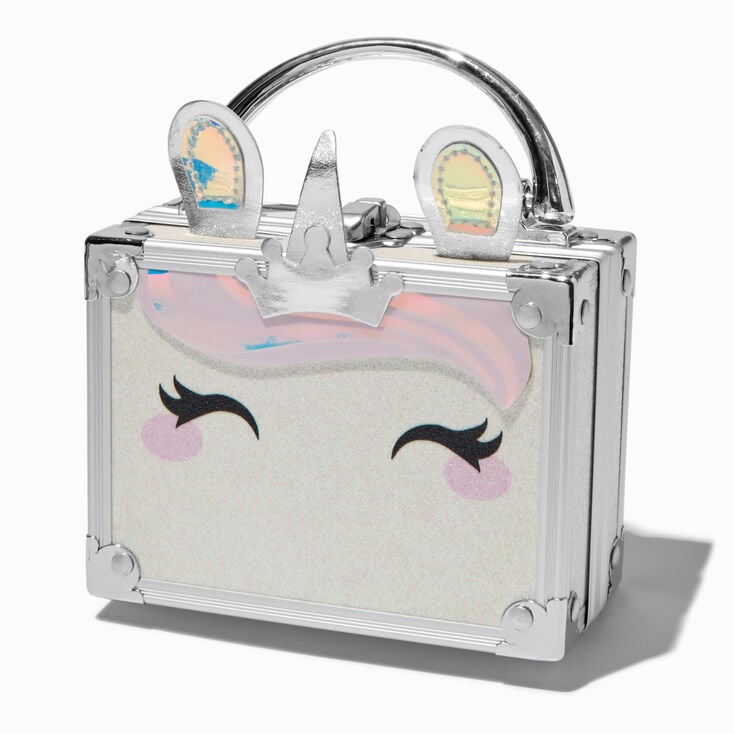 Claire&#39;s Club Tiny Travel Unicorn Glitter Lock Box Makeup Set,