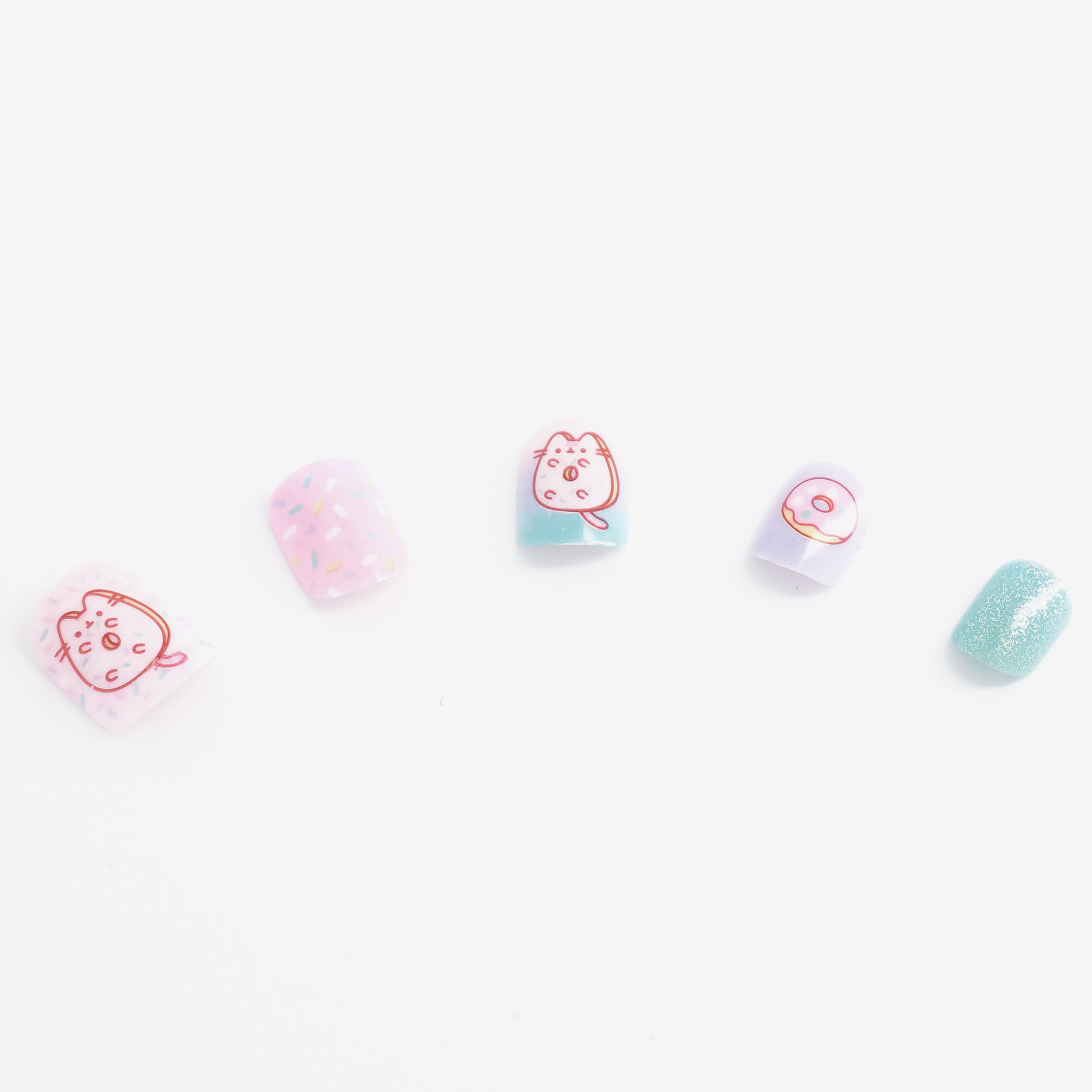 Claire's Faux ongles autocollants carrés dessert Pusheen® - Lot de 18