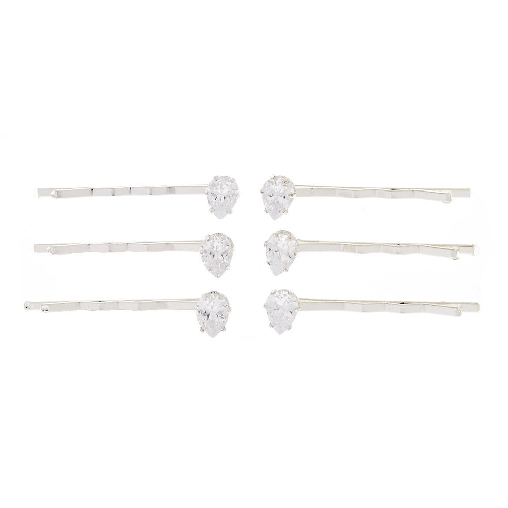 Épingles à cheveux gouttes en zircon cubique d'imitation couleur argentée - Lot de 6,