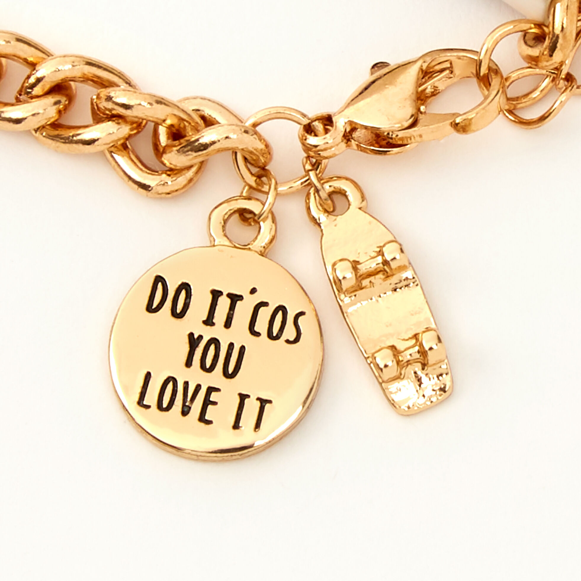Sky Brown™ Padlock Chain Bracelet – Gold-tone,