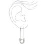 Silver 2&quot; Dainty Safety Pin Drop Earrings,