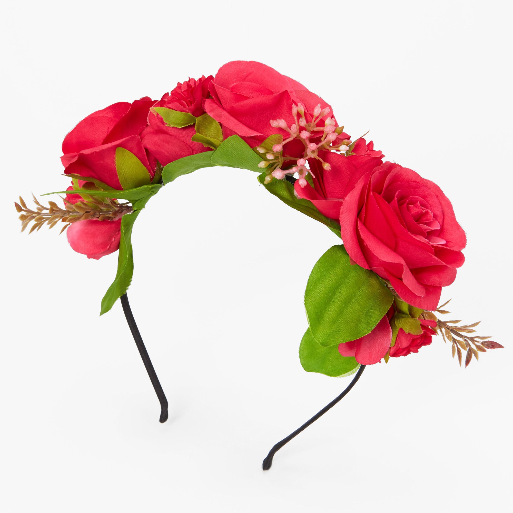View Claires Hot Rose Flower Crown Headband Pink information
