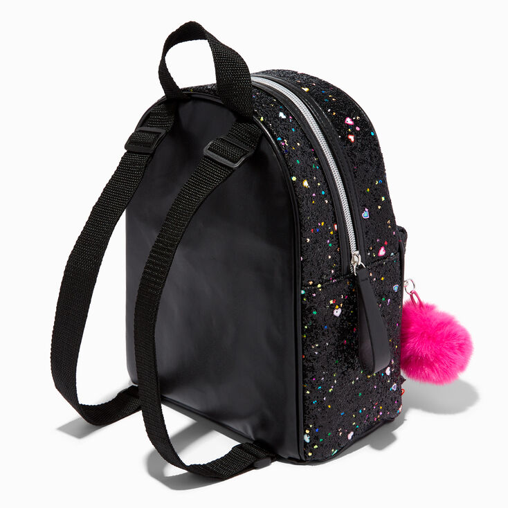 Black Heart Glitter Mini Backpack,