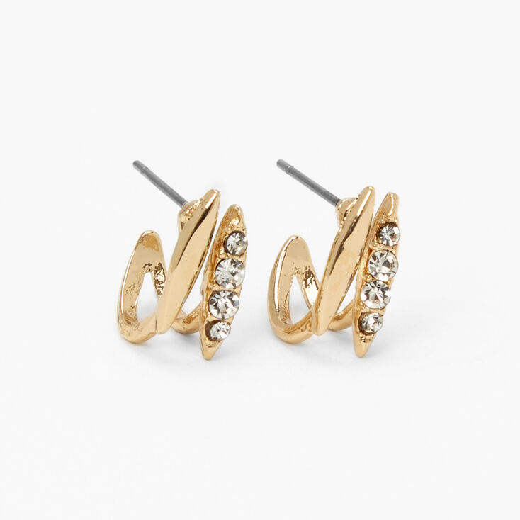 Gold Embellished Folded Stud Earrings,
